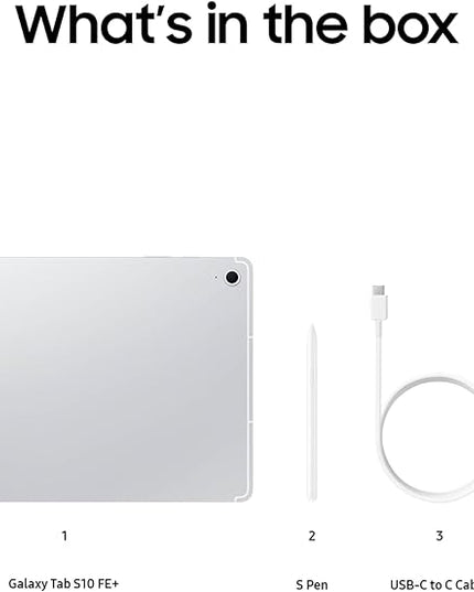 SAMSUNG Galaxy Tab S10 FE+ 13.1” 128GB WiFi Android Tablet, Large Display, Long Battery Life, Exynos 1580 Processor, IP68, Water-Resistant, 90 Hz Refresh, S Pen for Note-Taking, US Version, Silver