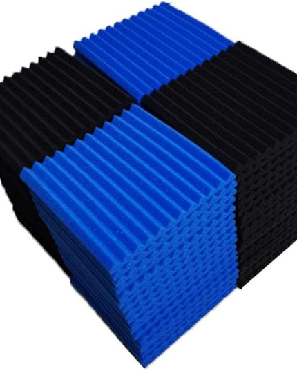 50 Pack Acoustic Panels Soundproof Studio Foam for Walls Sound Absorbing Panels Sound Insulation Panels Wedge for Home Studio Ceiling, 1" X 12" X 12" (Black&Blue)