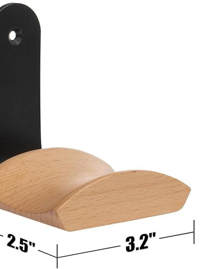 Beech Wood Headphone Wall Mount Holder, with VHB Adhesive Tape and Screw, Holds 10 lbs (Black & Beech Wood)