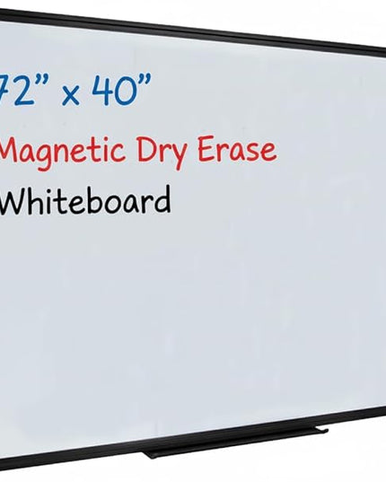 72" x 40" Inch Extra Large Magnetic Whiteboard, Black Aluminum Framed Wall Mount Dry Erase Board for Office, Classroom, Home, Premium for Presentations, Planning & Collaboration
