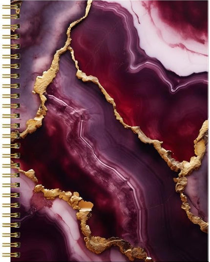 Spiral Journal Notebook for Women,A5 College Ruled Notebooks 6"x 8.4", 120 Pages (60 Sheets) Lined Journal with Premium Thick Paper,Perfect for School Office Home(Red Gold Marble)