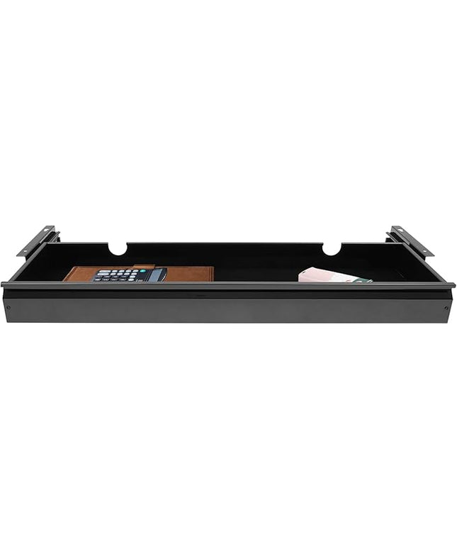 33" Under Desk Drawer Slide Out For Office Desk, Storage Organizer For Sit Stand Workstation, Black
