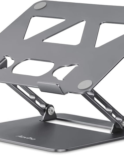 Adjustable Laptop Stand for Desk,Portable Laptop Stand Holder and Riser,Foldable Aluminum Notebook Computer Stands for MacBook Air Pro HP Lenovo Dell Samsung Chromebook, 10-15.6 inch, Grey