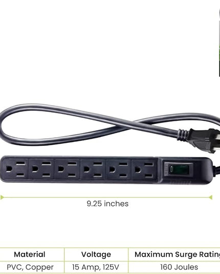 Go Green Power Inc. GG-16103MINBK 6 Outlet Surge Protector, Black