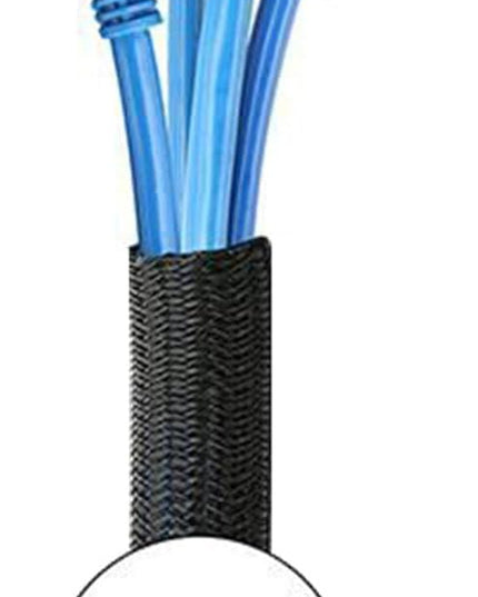 2pcs 5ft-3/4inch Black/White Cable Sleeve - Protects Cords from Pets & Organizes Wires - Modern Style - Polyester Material - Flame Retardant - Easy to Use & Cut (Black, 5ft-3/4inch)