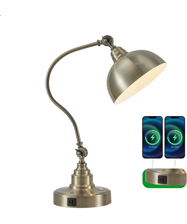 Vintage Desk Lamp Decorative Table Lamp for Home Office Living Room Bedroom Desk Light, Rustic Industrial Farmhouse Antique Library Study Desk Lamp E26 LED Bulb Included