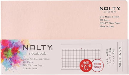 NOLTY NOTE Horizontal Slim Plus Graph Matrix, 3.5mm Grid, 200 Pages, Pink, NTY3205