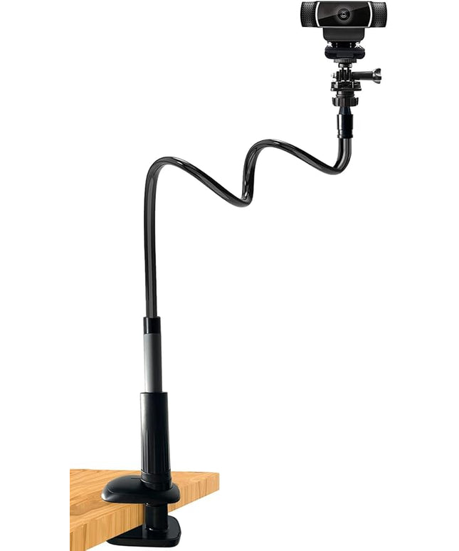 30 Inch Webcam Stand Camera Mount, Upgraded Thick Base Flexible Gooseneck Camera Stand Desk Webcam Mount Clamp for Logitech Webcams C930e C930 C920 C922x C922 Brio 4K C925e C615, Gopro Hero 8 7 6 5 4