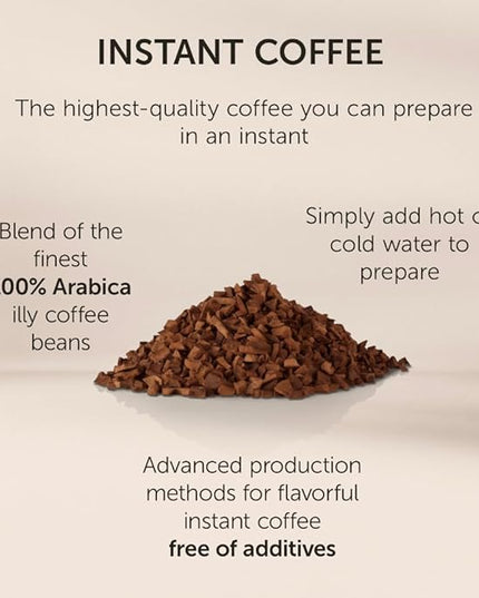 illy Instant Coffee- 100% Arabica Coffee – Intenso Dark Roast – Warm Notes Of Cocoa & Dried Fruit - Easy Preparation - Convenient Coffee Instant Format - Roasted In Italy – 3.3 Ounce