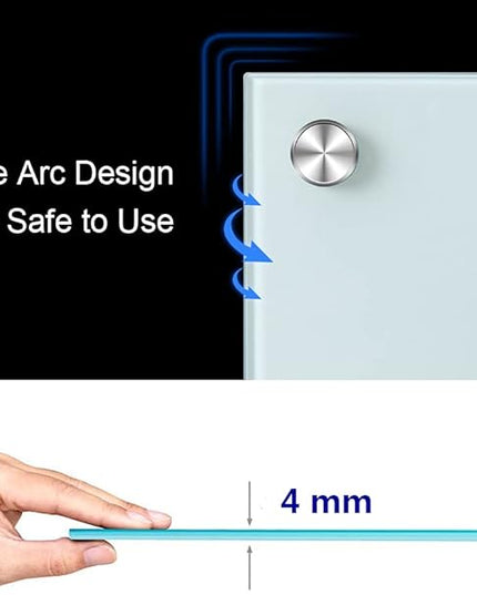 Magnetic Glass Whiteboard 48x36 Inches, Large Tempered Glass Dry Erase Board with Frameless Mounting, Premium Wall-Mounted Whiteboard for Office, Conference Room, Classroom & Home