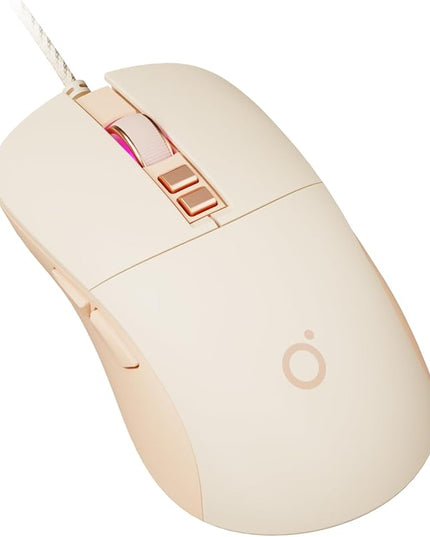 EWEADN G309 Wired Mouse, 7-Button Ergonomic Computer Corded Mouse with 2400 DPI, 4 Adjustment Levels DPI, Optical Office USB Mice with 5FT Cord for Laptop, PC, Desktop, MacBook-Pink