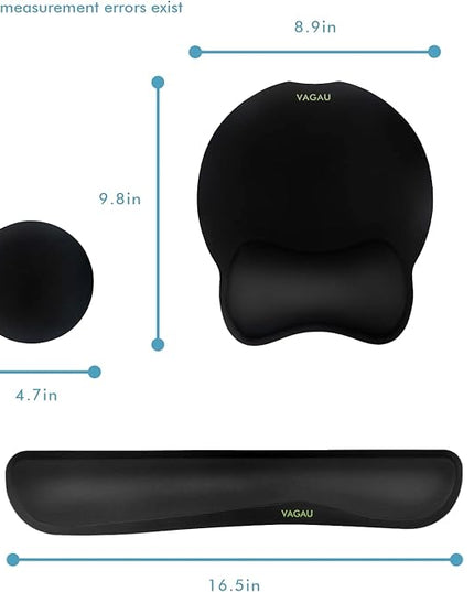 VAGAU Premium Keyboard Wrist Rest and Mouse Pad Wrist Support, Ergonomic Memory Foam Set for Office, Laptop, Mac, Computer and Gaming, Comfortable Typing &Wrist Pain Relief