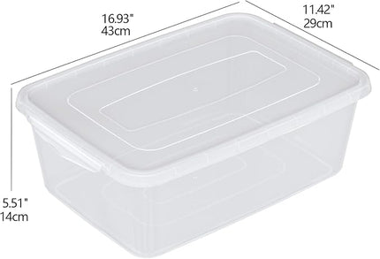 12 Packs Plastic Latch Containers with Lid, Clear Plastic Storage Box, 16 L