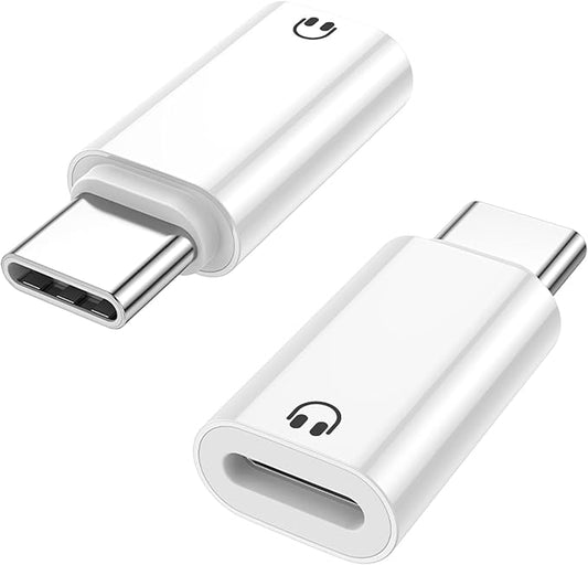 2 Pack USB C to Light-ning Audio Adapter Only for Apple EarPods Headphones, Not for Charging/Data Transfer, Light-ning to USB C Adapter for iPhone 16/15, iPad, White