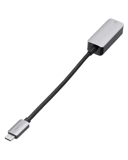 Amazon Basics Aluminum USB-C to RJ45 Gigabit Ethernet Adapter, Portable, Fast Network, Grey, 2.07 x 0.81 x 0.6 inches