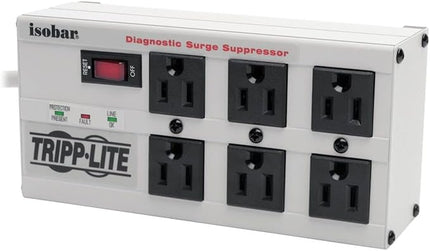 Tripp Lite IBAR6-6D Isobar 6-Outlet Surge Protector Power Strip, 6ft Cord with Right Angle Plug, Heavy-Duty Metal Housing, 3300 Joules, Lifetime Manufacturer's Warranty & $50,000 Insurance
