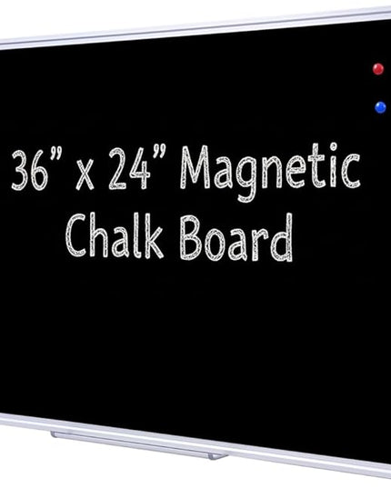 36 x 24 Inch Magnetic Black Chalkboard for Wall, Wall-Mounted School Blackboard with Aluminum Frame for Teachers, Written on by Regular Chalk