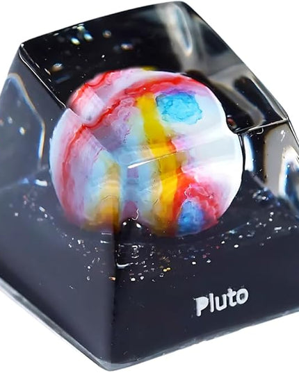 Pluto Planet Artisan Keycap R1 SA Profile Custom Solar System Planets Keycaps 1U ESC Handmade Resin Gaming Galaxy Key Cap Cherry MX Switch Compatible Mechanical Keyboard Space Lover Gift