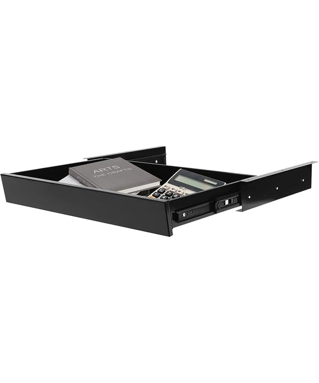 Under Desk Drawer Slide Out For Office Desk, Storage Organizer For Sit Stand Workstation, 22” x 14” x 3”, Black