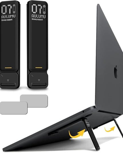 Aulumu G07 Pop Up Leg Stands Laptop, Super Portable Cooling Laptop Stand, Ergonomic Laptop Riser Lift for Desk for MacBook, All Laptops, Tablets, 8-20'', Black