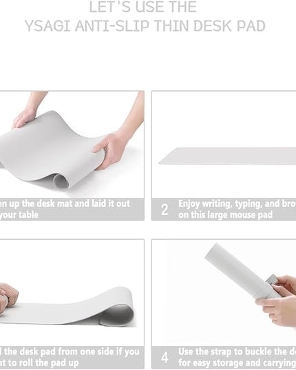 YSAGi Non-Slip Leather Desk Pad L Size, Waterproof Laptop Computer Desk Keyboard Mat, Table Protector Blotter Mat, Large Mouse Pad for Office/Work/Home/Decor(White, 35.4" x 17")