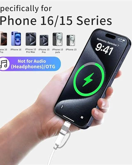 4 Pack Lightning to USB C Adapter for iPhone 15/16/17 Pro/17 Pro Max,for iPhone 17/16 Charger,17/16 Accessories,Fast Charging & Data Transfer