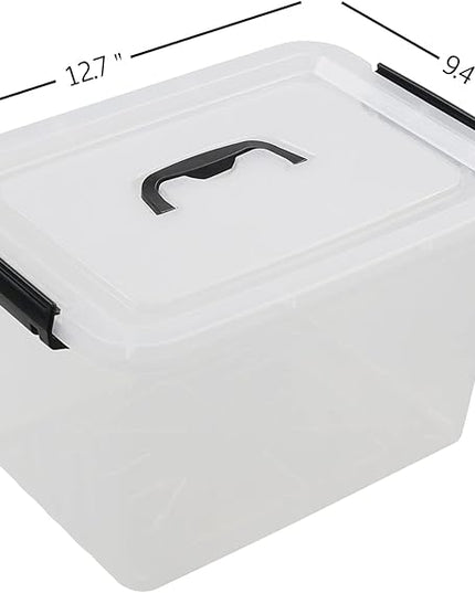 Zopnny 12 Quart Storage Latch Bins with Handles, Plastic Clear Storage Box with Lid, 6 Pack