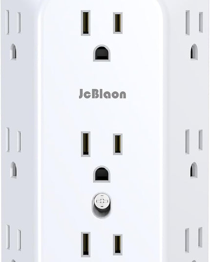 Outlet Extender Wall Charger with Multi Plug Adapter 9 AC Outlets 4 USB Charging Ports 1875W 1050J Surge Protector Power Strip Spaced Splitter for Home, Travel, Dorm Room Essentials