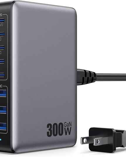 USB C Charger 300W USB C Charger Block, 8-Ports GaN IV Fast Charging Station Hub, Dual PD 100W Laptop Charger Adapter,for MacBook Pro/Air/iPad/iPhone16/15/14/Apple Watch/DELL/Samsung for Home Office