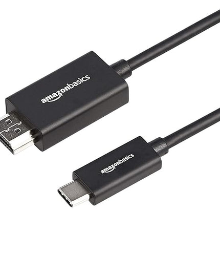 Amazon Basics Premium Aluminum USB-C to HDMI Cable Adapter, Thunderbolt 3 Compatible, 4K@60Hz, DisplayPort Alt Mode, 3-Foot, Black