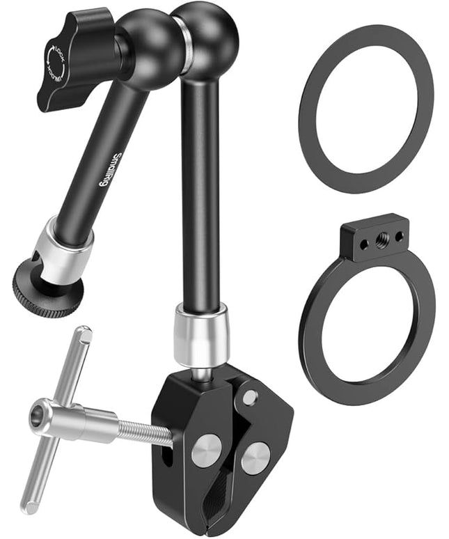 SmallRig Magic Arm Clamp w/ 1/4" Screw, Phone Mount for Magsafe & Magnetic Adapter Ring, 11 Inches Integrated Magic Arm for iPhone, for Android, for Action Cameras/LCD Monitor/LED Lights - 5604