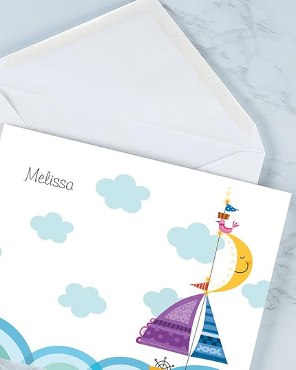 Current Imagination Personalized Note Cards - 24 Cards with White Envelopes, 4¼ x 5½ Inch Size, Blank Stationery, Add Names or Text, For Thank You Notes, Invitations, & Announcements