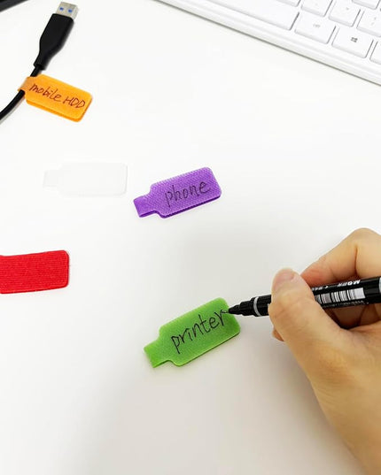 32 PCS Multi-Color Write On Cord Labels, Wire Tags for Electronics, Computers Cable Management and Identification, Assorted Colors, 1.77" x 0.78"