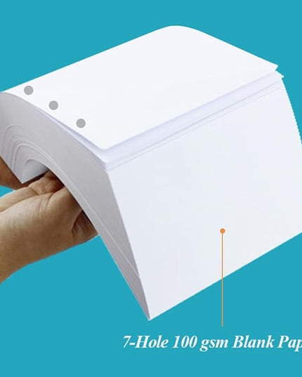 A5 Blank Refill Paper - 100 Sheets/200 Pages Loose Leaf Paper for Filofax Planner, Organizer, Binders, 7-Hole Punched, 100gsm Blank Paper, 5.8" x 8.3 "
