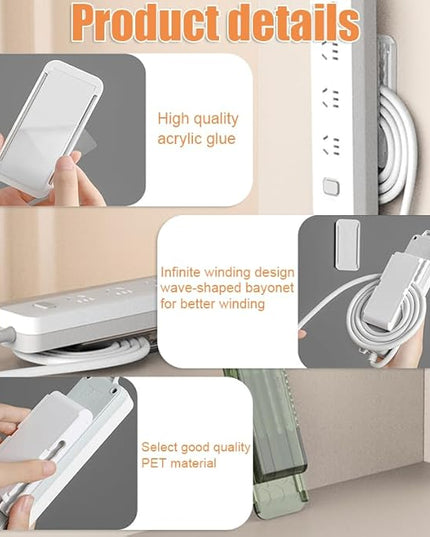 2 PCS Power Strip Holder Wall Mount, No-Drill Self Adhesive Socket Fixator & Cable Organizer, 2-in-1 Punch-Free Stand for Surge Protector, WiFi Router & Remote