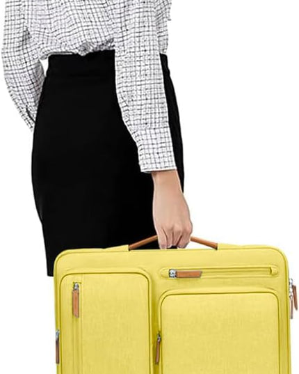 MOSISO 360 Protective Laptop Case 13.3 inch, 13-13.3 inch Laptop Sleeve Compatible with MacBook Air/Pro 13 / Pro 14,HP Dell Acer ASUS,Side Open Carrying Case with 4 Zipper Pockets&Handle, Yellow