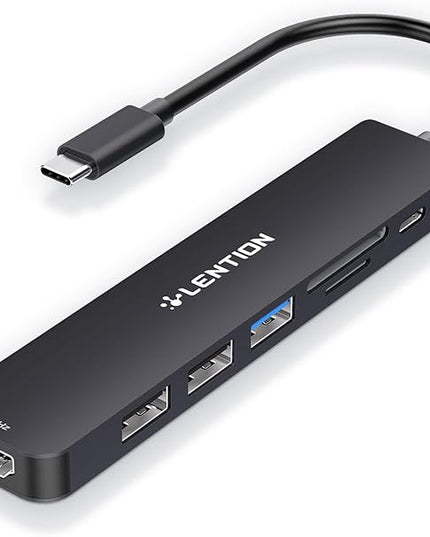 LENTION USB C Hub with 100W Charging, 4K@60Hz HDMI, Dual Card Reader, USB 3.0 & 2.0 Compatible 2025-2016 MacBook Pro, New Mac Air/Surface, Chromebook, More, Stable Driver Adapter (CB-CE18p.Black)