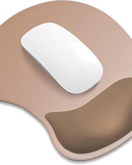 ITNRSIIET Ergonomic Mouse Pad, Cushioned Gel Wrist Rest, Non-Slip Base, Smooth Surface, Cute Multi-Color, 9.5 x 8.2 in, Soft Brown Gradient