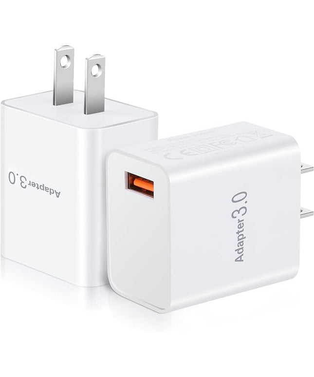 USB Wall Plug, OKRAY 2-Pack 18W Fast Charging Block 3.0 Quick Charge Power Adapter Travel Charger Brick Type A Box for Wireless Charger, iPhone 16 15 14 13 12 11 Pro, iPad, Samsung Galaxy S25 S24 A16