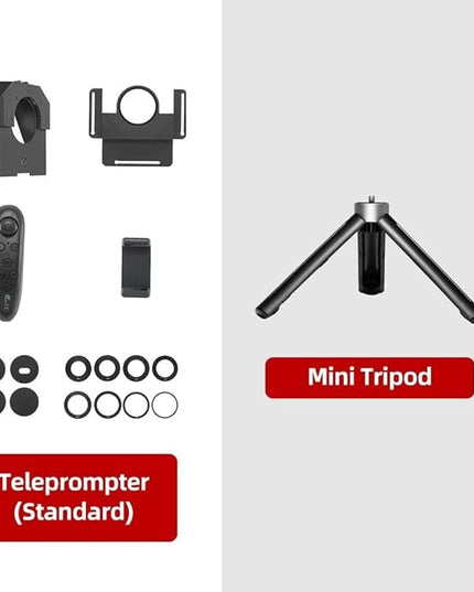 AMBITFUL Teleprompter 7.5'' with Tabletop Tripod for Smartphone and DSLR Camera, Adjustable Phone Clip & Camera Adapting Ring, for Live Streaming, Interviews(Mini Teleprompter Only)