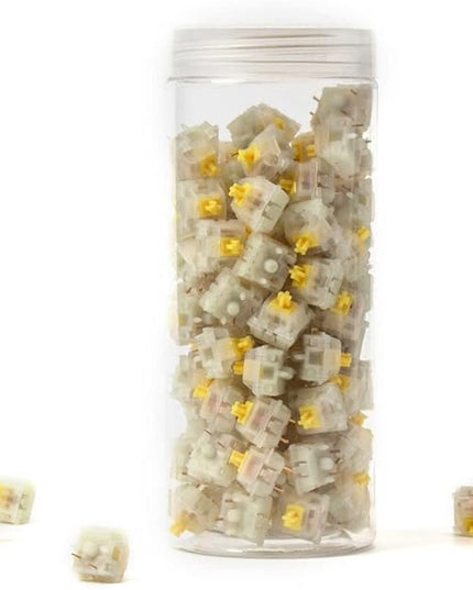 Keychron Gateron KS-3 Milky Pro Yellow Linear Mechanical Keyboard Switches, 110PCS, 5-Pin Hot-Swappable, 50±15gf Actuation, Gold Alloy Contact, Factory Pre-Lubed