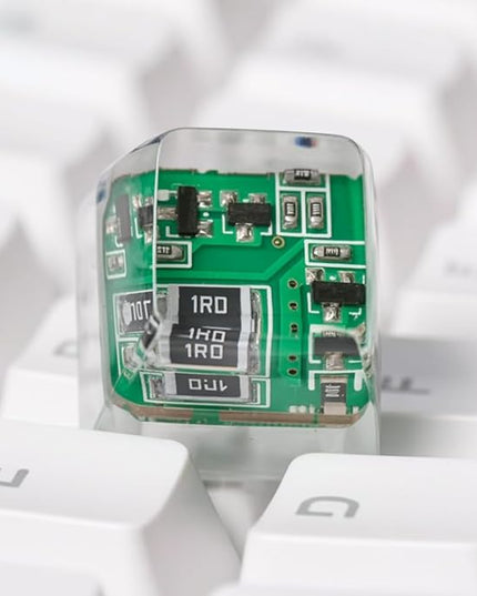 Green Circuit Board Artisan Keycap R1 SA Profile Custom Keycaps 1U ESC Handmade Gaming Resin Key Cap Cherry MX Switch Compatible Mechanical Keyboard Tech Lover Gift