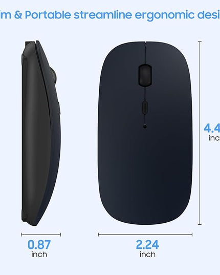 SUNGI Bluetooth Mouse for Laptop/MacBook/iPad/Android PC,Rechargable Quiet Slim Wireless Mice Compatible with Windows/Linux/Tablet,Black