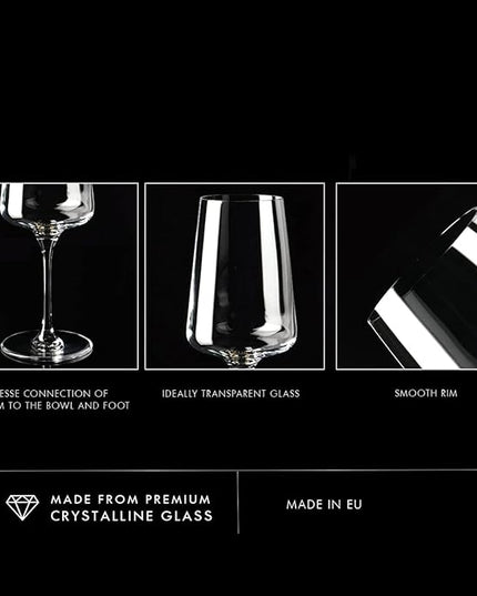 Krosno White and Sparkling Large Wine Glasses Drinking | 4 Pieces Set 13.5 fl oz | Infinity Collection | Elegant | Cocktail Crystal Set Wedding Gift | Lead-Free Glass | Homes, Restaurants & Kitchen
