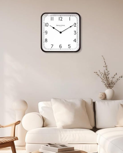 Presentime & Co. 16" Anton Modern Farmhouse Square Clock, Silent No Ticking, Wall Art and Timepiece for Home Decoration/Wall Décor, Oil Rubbed Bronze Color