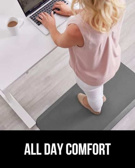 GORILLA GRIP Comfortable Cushioned Kitchen Mats for Floor, 48x20, Waterproof and Stain Resistant Soft Top, 3/4 Inch Thick Ergonomic Standing Desk Anti Fatigue Mat, Foam Supports Ankles and Feet, Grey