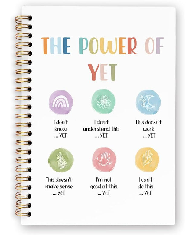 dvhdajed Mental Health Inspirational Spiral Notebook, the Power of Yet Growth Mindset Journaling Notebooks, Therapy Spiral Journal for Girls Women, Psychology Office School Supplies Gifts, 5.5x8.3 In
