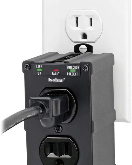 Tripp Lite Isobar ULTRABLOK Heavy Duty Outlet Extender, Wall Power Strip Surge Protector, 2 Outlets, Direct Plug-in, Black, Metal Power Strip, Industrial Garage Work Shop Bench
