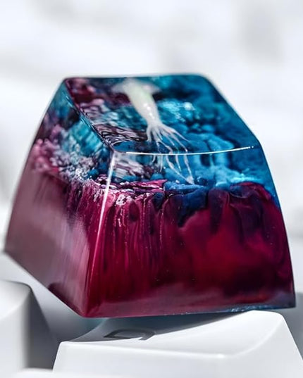 Squid Artisan Keycap Blue Purple Coral Reef R1 SA Profile Custom Sea Creatures Keycaps 1U ESC Handmade Gaming Ocean Resin Key Cap Cherry MX Switch Compatible Mechanical Keyboard Squid Lover Gift