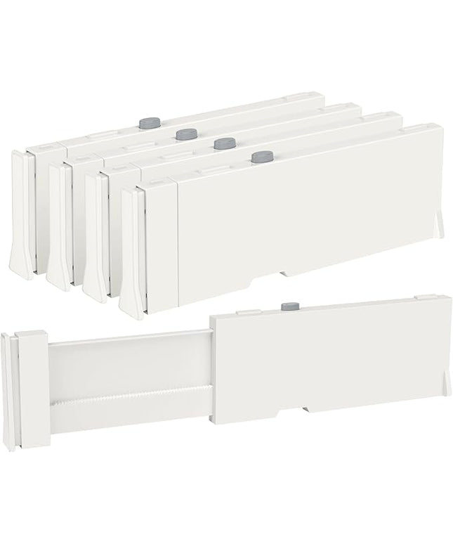Vtopmart 4 Pack Drawer Dividers for Clothes, 4" High 11.3"-17" Adjustable Expandable Dresser Drawer Organizer, Plastic Drawers Separators for Dresser, Baby Clothes, Underwear, Kitchen & Office Storage